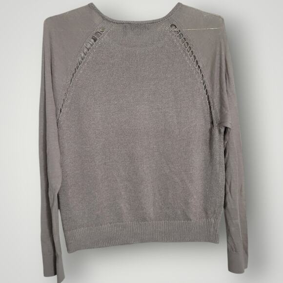 Theory Sag Harbor Sweater Size Small S Dark Oatmeal Beige Linen Blend - Picture 6 of 8